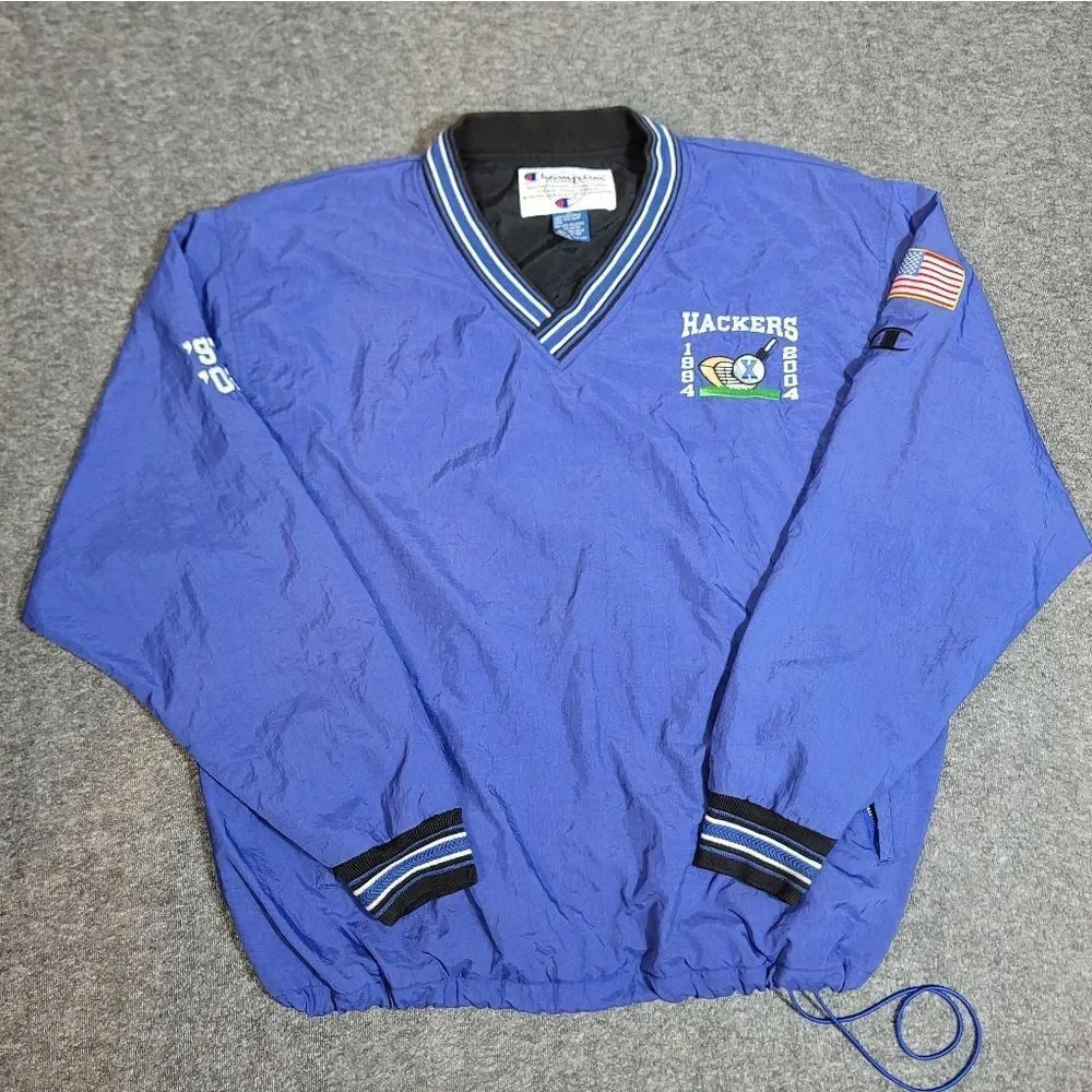 Vtg Champion Golf Windbreaker Pullover – XLRare embroidered Hackers 1994–20